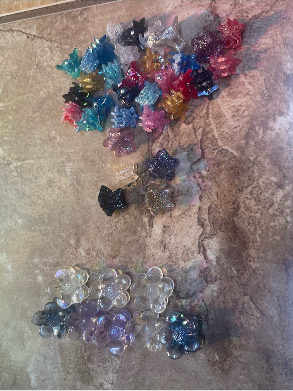 Vintage Y2k Hair Claw Jaw Mini Clip Glitter Plastic Bundle
